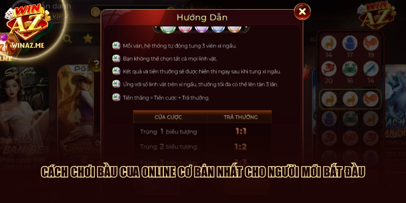 Cách chơi Bầu Cua online cơ bản nhất cho người mới bắt đầu
