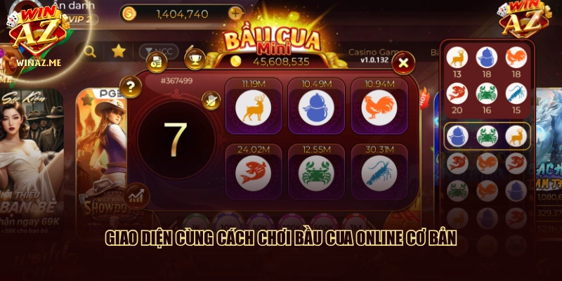 Giao diện cùng cách chơi Bầu Cua online cơ bản