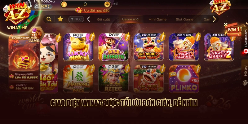 Giao diện WinAZ được tối ưu đơn giản, dễ nhìn